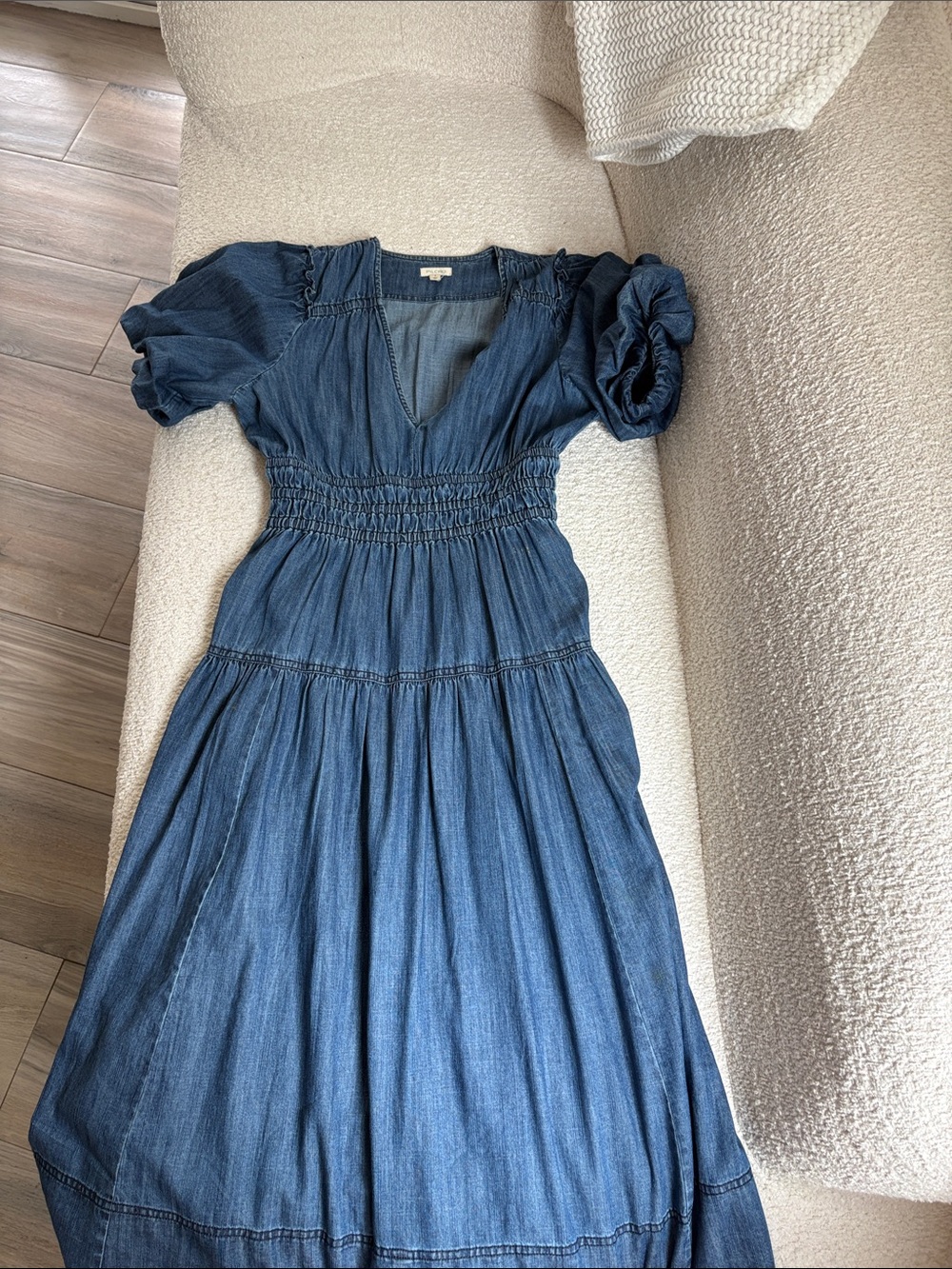Anthropologie Denim Blue Tiered Maxi Dress